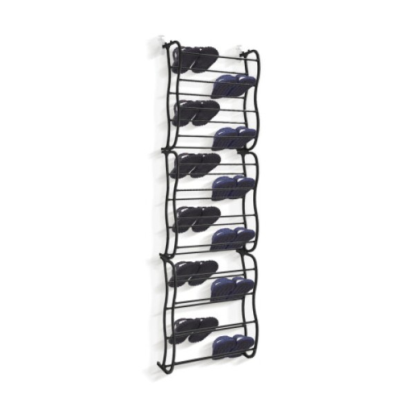 Hanging shoe rack behind the door - Holds up to 36 pairs of shoes, sturdy and durable metal frame, space-saving storage rack behind the door.